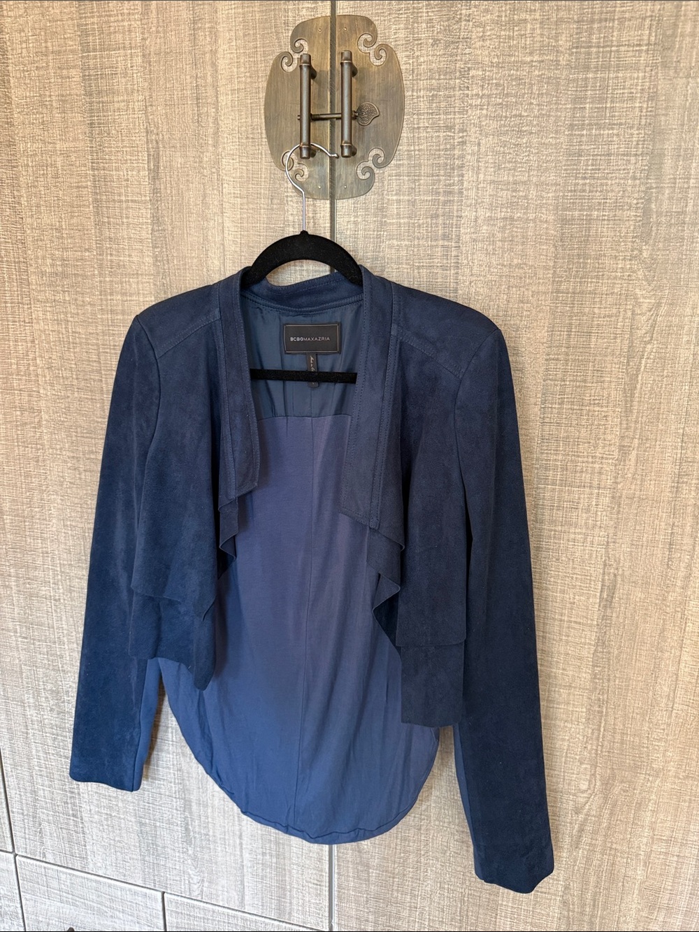 BCBGMAXAZRIA Faux Suede Jacket With a Draped Shawl Collar - Picture 11 of 17